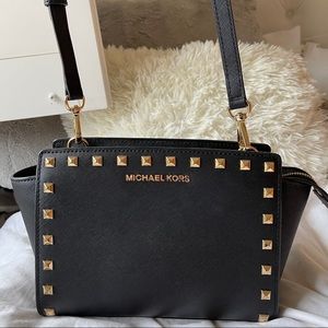 Black Michael Kors Bag with Gold Studs